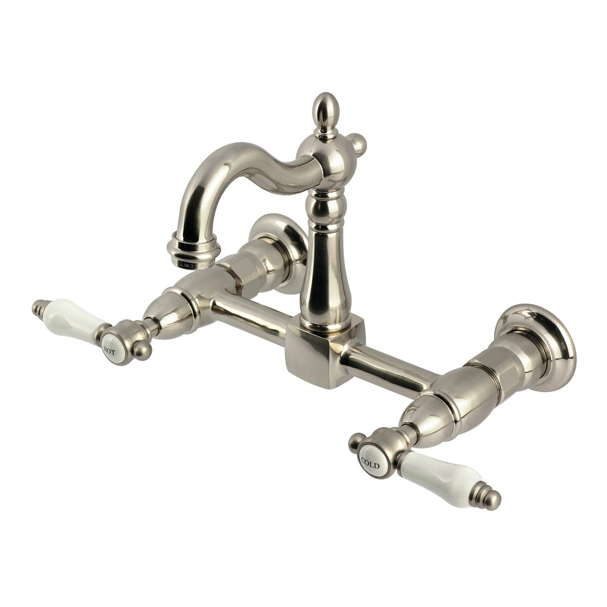 Bel-Air KS2448BPL Two-Handle 2-Hole Wall Mount Kitchen Faucet, Brushed Nickel