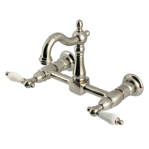 Heritage KS2448PL Two-Handle 2-Hole Wall Mount Kitchen Faucet, Brushed Nickel
