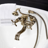 Essex KS245AB Three-Handle 2-Hole Tub Wall Mount Clawfoot Tub Faucet with Handshower, Antique Brass