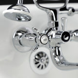 Essex KS245C Three-Handle 2-Hole Tub Wall Mount Clawfoot Tub Faucet with Handshower, Polished Chrome