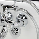 Essex KS245C Three-Handle 2-Hole Tub Wall Mount Clawfoot Tub Faucet with Handshower, Polished Chrome