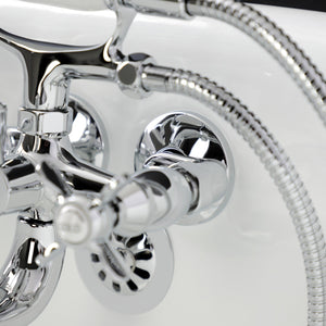 Essex KS245C Three-Handle 2-Hole Tub Wall Mount Clawfoot Tub Faucet with Handshower, Polished Chrome