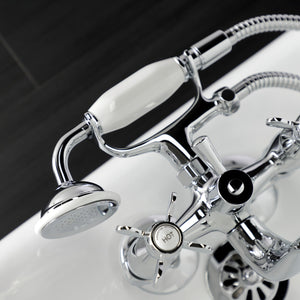 Essex KS245C Three-Handle 2-Hole Tub Wall Mount Clawfoot Tub Faucet with Handshower, Polished Chrome