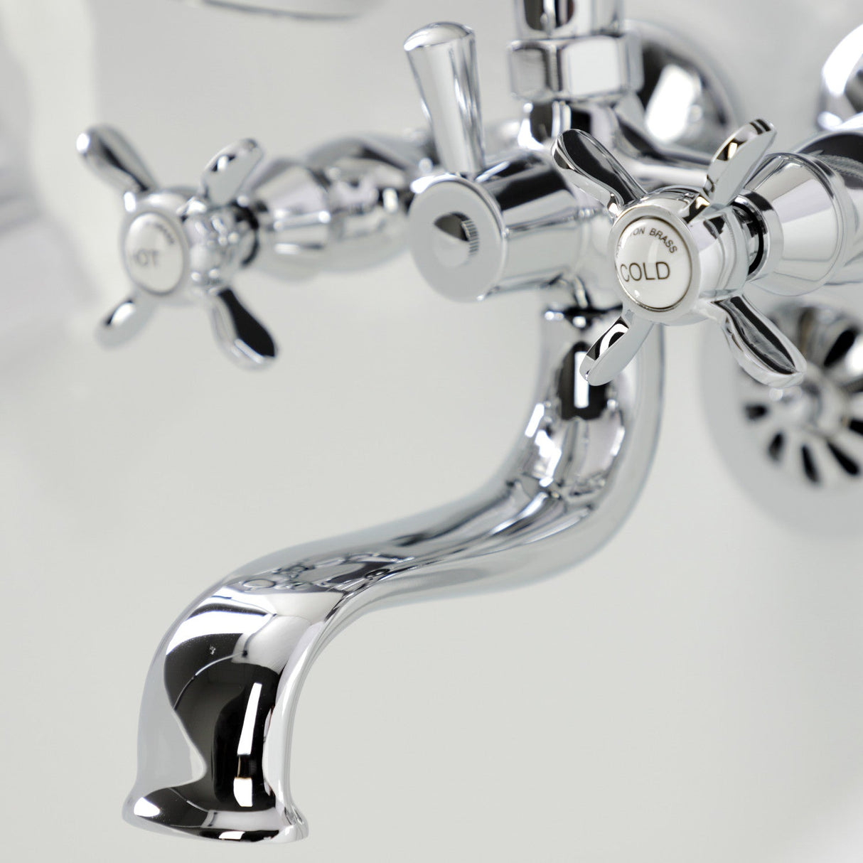 Essex KS245C Three-Handle 2-Hole Tub Wall Mount Clawfoot Tub Faucet with Handshower, Polished Chrome