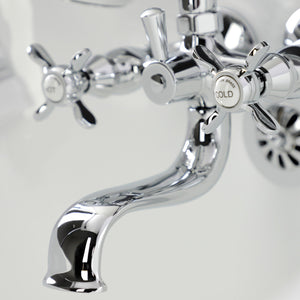 Essex KS245C Three-Handle 2-Hole Tub Wall Mount Clawfoot Tub Faucet with Handshower, Polished Chrome