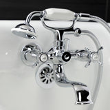 Essex KS245C Three-Handle 2-Hole Tub Wall Mount Clawfoot Tub Faucet with Handshower, Polished Chrome