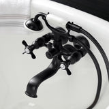 Essex KS245MB Three-Handle 2-Hole Tub Wall Mount Clawfoot Tub Faucet with Handshower, Matte Black