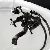 Essex KS245ORB Three-Handle 2-Hole Tub Wall Mount Clawfoot Tub Faucet with Handshower, Oil Rubbed Bronze