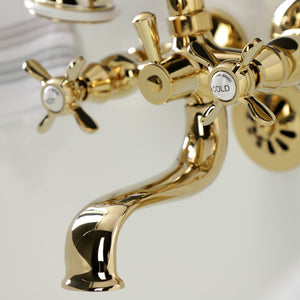 Essex KS245PB Three-Handle 2-Hole Tub Wall Mount Clawfoot Tub Faucet with Handshower, Polished Brass