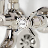 Essex KS245PN Three-Handle 2-Hole Tub Wall Mount Clawfoot Tub Faucet with Handshower, Polished Nickel