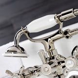 Essex KS245PN Three-Handle 2-Hole Tub Wall Mount Clawfoot Tub Faucet with Handshower, Polished Nickel