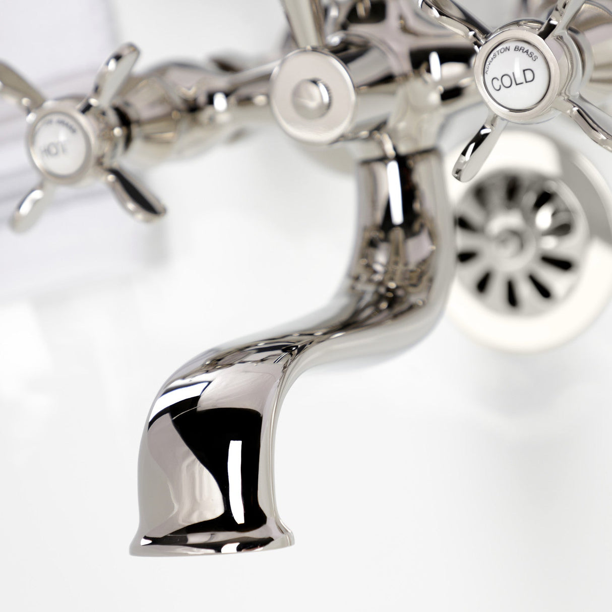 Essex KS245PN Three-Handle 2-Hole Tub Wall Mount Clawfoot Tub Faucet with Handshower, Polished Nickel