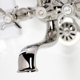 Essex KS245PN Three-Handle 2-Hole Tub Wall Mount Clawfoot Tub Faucet with Handshower, Polished Nickel