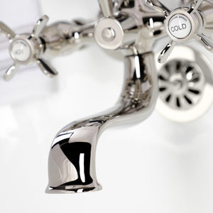 Essex KS245PN Three-Handle 2-Hole Tub Wall Mount Clawfoot Tub Faucet with Handshower, Polished Nickel