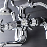 Essex KS246C Three-Handle 2-Hole Wall Mount Clawfoot Tub Faucet with Handshower, Polished Chrome
