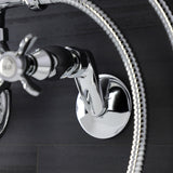 Essex KS246C Three-Handle 2-Hole Wall Mount Clawfoot Tub Faucet with Handshower, Polished Chrome