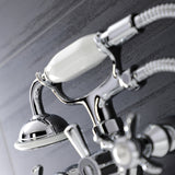Essex KS246C Three-Handle 2-Hole Wall Mount Clawfoot Tub Faucet with Handshower, Polished Chrome