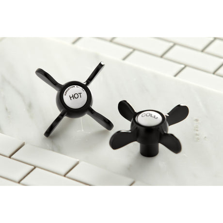 Essex KS246MB Three-Handle 2-Hole Wall Mount Clawfoot Tub Faucet with Handshower, Matte Black