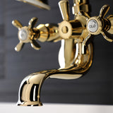 Essex KS246PB Three-Handle 2-Hole Wall Mount Clawfoot Tub Faucet with Handshower, Polished Brass