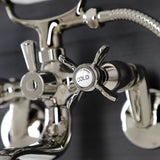 Essex KS246PN Three-Handle 2-Hole Wall Mount Clawfoot Tub Faucet with Handshower, Polished Nickel
