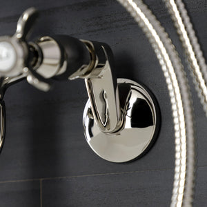 Essex KS246PN Three-Handle 2-Hole Wall Mount Clawfoot Tub Faucet with Handshower, Polished Nickel