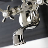 Essex KS246PN Three-Handle 2-Hole Wall Mount Clawfoot Tub Faucet with Handshower, Polished Nickel
