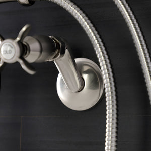 Essex KS246SN Three-Handle 2-Hole Wall Mount Clawfoot Tub Faucet with Handshower, Brushed Nickel