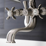 Essex KS246SN Three-Handle 2-Hole Wall Mount Clawfoot Tub Faucet with Handshower, Brushed Nickel