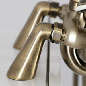 Essex KS247AB Three-Handle 2-Hole Deck Mount Clawfoot Tub Faucet with Handshower, Antique Brass