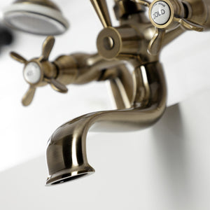 Essex KS247AB Three-Handle 2-Hole Deck Mount Clawfoot Tub Faucet with Handshower, Antique Brass