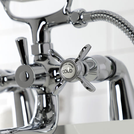 Essex KS247C Three-Handle 2-Hole Deck Mount Clawfoot Tub Faucet with Handshower, Polished Chrome