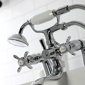Essex KS247C Three-Handle 2-Hole Deck Mount Clawfoot Tub Faucet with Handshower, Polished Chrome