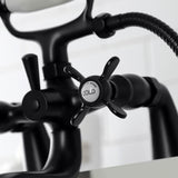 Essex KS247MB Three-Handle 2-Hole Deck Mount Clawfoot Tub Faucet with Handshower, Matte Black