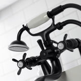 Essex KS247MB Three-Handle 2-Hole Deck Mount Clawfoot Tub Faucet with Handshower, Matte Black