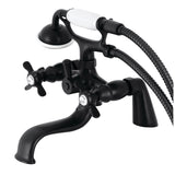 Essex KS247MB Three-Handle 2-Hole Deck Mount Clawfoot Tub Faucet with Handshower, Matte Black