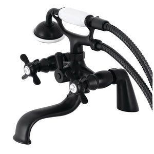 Essex KS247MB Three-Handle 2-Hole Deck Mount Clawfoot Tub Faucet with Handshower, Matte Black