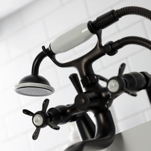 Essex KS247ORB Three-Handle 2-Hole Deck Mount Clawfoot Tub Faucet with Handshower, Oil Rubbed Bronze