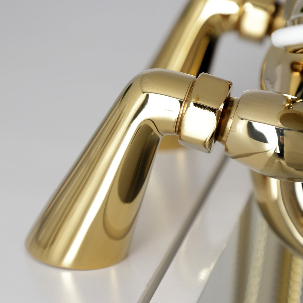 Essex KS247PB Three-Handle 2-Hole Deck Mount Clawfoot Tub Faucet with Handshower, Polished Brass