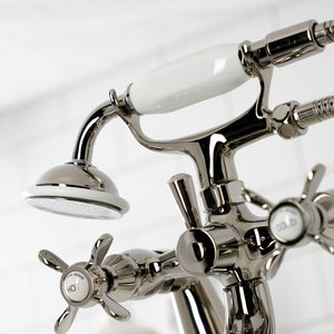 Essex KS247PN Three-Handle 2-Hole Deck Mount Clawfoot Tub Faucet with Handshower, Polished Nickel
