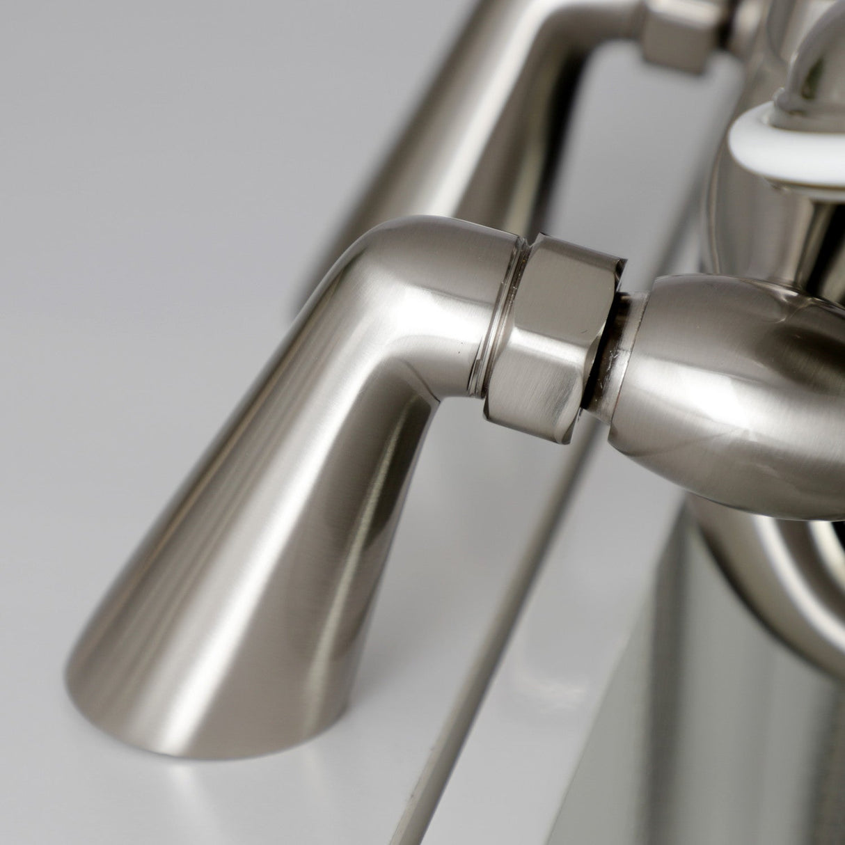 Essex KS247SN Three-Handle 2-Hole Deck Mount Clawfoot Tub Faucet with Handshower, Brushed Nickel