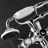 Essex KS248C Three-Handle 2-Hole Deck Mount Clawfoot Tub Faucet with Handshower, Polished Chrome