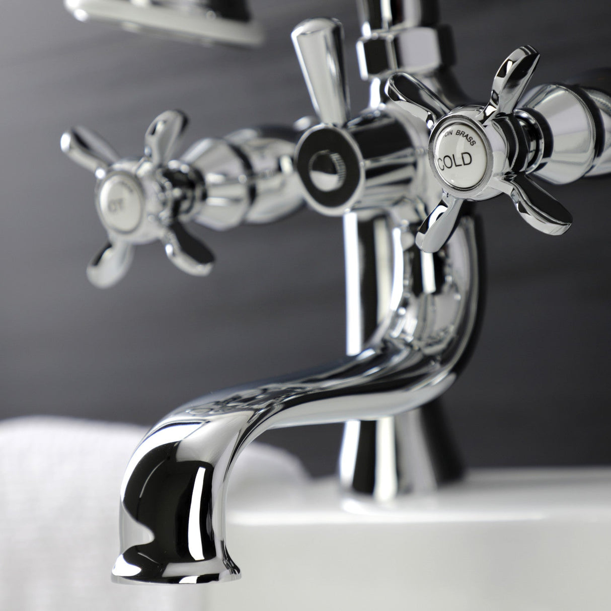 Essex KS248C Three-Handle 2-Hole Deck Mount Clawfoot Tub Faucet with Handshower, Polished Chrome