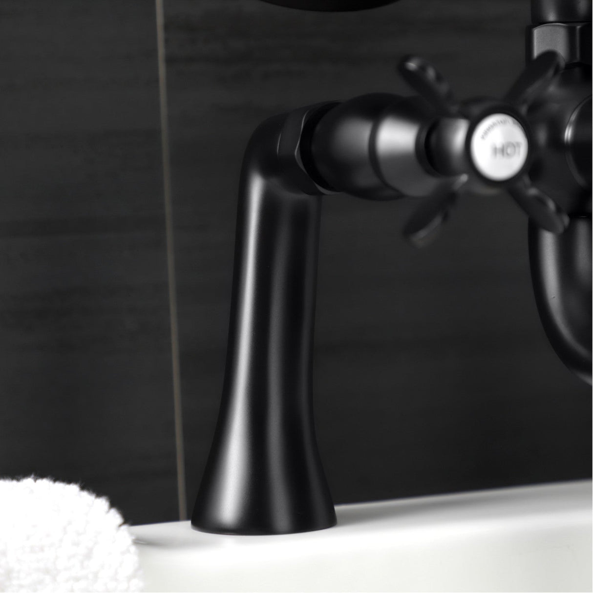 Essex KS248MB Three-Handle 2-Hole Deck Mount Clawfoot Tub Faucet with Handshower, Matte Black