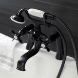 Essex KS248MB Three-Handle 2-Hole Deck Mount Clawfoot Tub Faucet with Handshower, Matte Black
