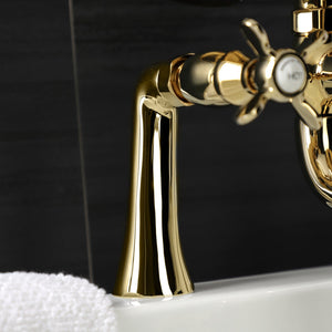 Essex KS248PB Three-Handle 2-Hole Deck Mount Clawfoot Tub Faucet with Handshower, Polished Brass