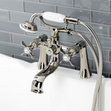 Essex KS248PN Three-Handle 2-Hole Deck Mount Clawfoot Tub Faucet with Handshower, Polished Nickel
