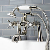 Essex KS248PN Three-Handle 2-Hole Deck Mount Clawfoot Tub Faucet with Handshower, Polished Nickel