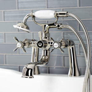 Essex KS248PN Three-Handle 2-Hole Deck Mount Clawfoot Tub Faucet with Handshower, Polished Nickel