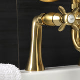 Essex KS248SB Three-Handle 2-Hole Deck Mount Clawfoot Tub Faucet with Handshower, Brushed Brass