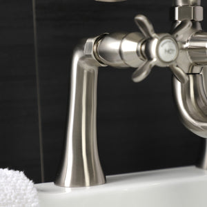 Essex KS248SN Three-Handle 2-Hole Deck Mount Clawfoot Tub Faucet with Handshower, Brushed Nickel